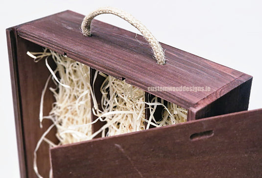 Sliding Lid 3 Bottle Box - Burgundy x25 Corporate Gift Box with Wood Wool Custom Wood Designs box corporate gift hamper triple wine box wood wool corporate-gift-box-with-wood-wool-25-sliding-lid-3-bottle-box-burgundy-x25-53613523566935