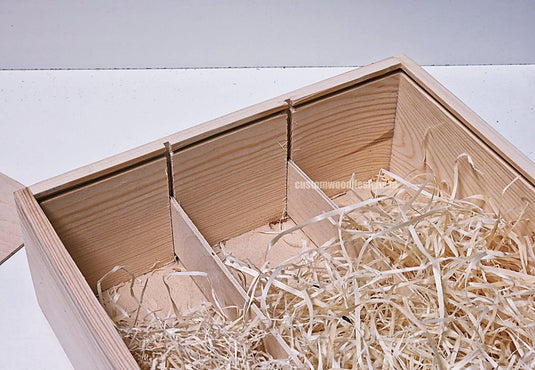 Sliding Lid 3 Bottle Box - Natural x25 Corporate Gift Box with Wood Wool Custom Wood Designs box corporate gift hamper triple wine box wood wool corporate-gift-box-with-wood-wool-25-sliding-lid-3-bottle-box-natural-x25-53612168413527