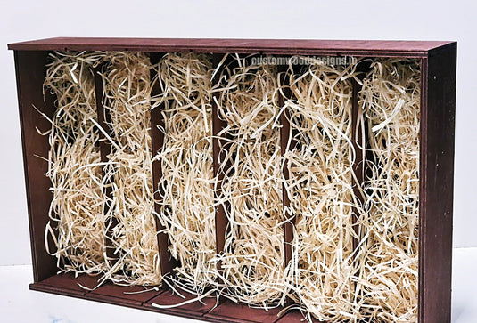 Sliding Lid 6 Bottle Box - Burgundy x 25 Corporate Gift Box with Wood Wool Custom Wood Designs box corporate gift hamper triple wine box wood wool corporate-gift-box-with-wood-wool-25-sliding-lid-6-bottle-box-burgundy-x-25-52627047317847