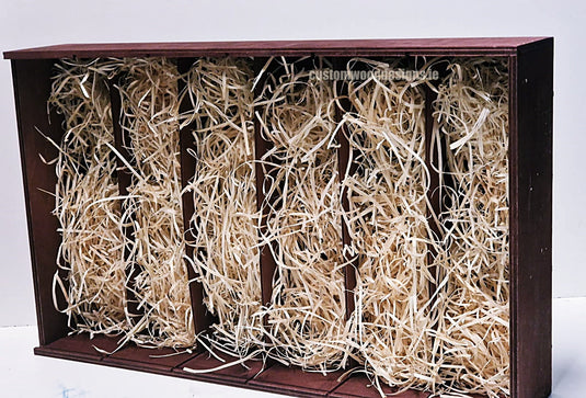 Sliding Lid 6 Bottle Box - Burgundy x 25 Corporate Gift Box with Wood Wool Custom Wood Designs box corporate gift hamper triple wine box wood wool corporate-gift-box-with-wood-wool-25-sliding-lid-6-bottle-box-burgundy-x-25-53613514785111