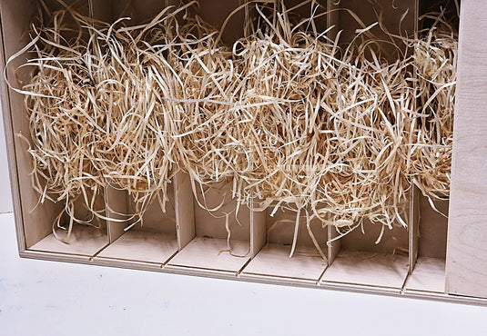 Sliding Lid 6 Bottle Box - Natural x 25 Corporate Gift Box with Wood Wool Custom Wood Designs box corporate gift hamper triple wine box wood wool corporate-gift-box-with-wood-wool-50-sliding-lid-6-bottle-box-natural-x-25-53612177162583