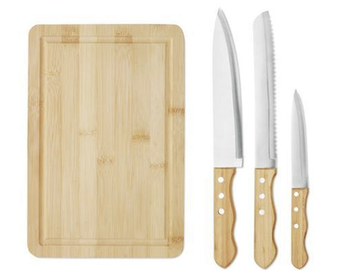 Bamboo cutting board & Wood knife set Custom Wood Designs default-title-bamboo-cutting-board-wood-knife-set-53612295258455
