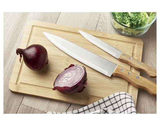 Bamboo cutting board & Wood knife set Custom Wood Designs default-title-bamboo-cutting-board-wood-knife-set-53612295618903