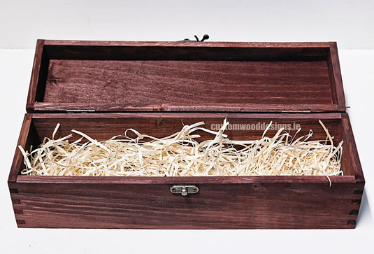 Hinged Lid 1 Bottle Box - Burgundy x25 Custom Wood Designs __label: Multibuy Bottle Box Bottle Boxes gift box Gift Boxes Single bottle box wooden Box default-title-hinged-lid-1-bottle-box-burgundy-x25-52627340689751