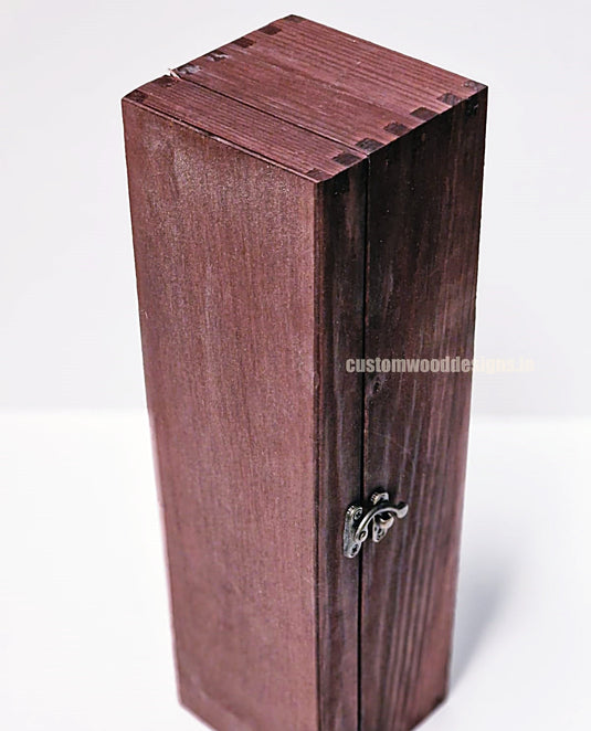 Hinged Lid 1 Bottle Box - Burgundy x25 Custom Wood Designs __label: Multibuy Bottle Box Bottle Boxes gift box Gift Boxes Single bottle box wooden Box default-title-hinged-lid-1-bottle-box-burgundy-x25-53613560267095