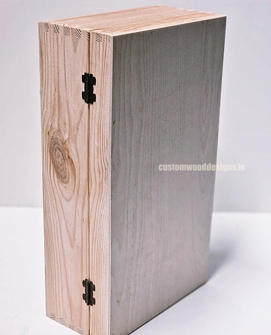 Hinged Lid 2 Bottle Box - Natural x25 Custom Wood Designs __label: Multibuy Bottle Box Bottle Boxes gift box Gift Boxes Single bottle box wooden Box default-title-hinged-lid-2-bottle-box-natural-x25-52627288621399