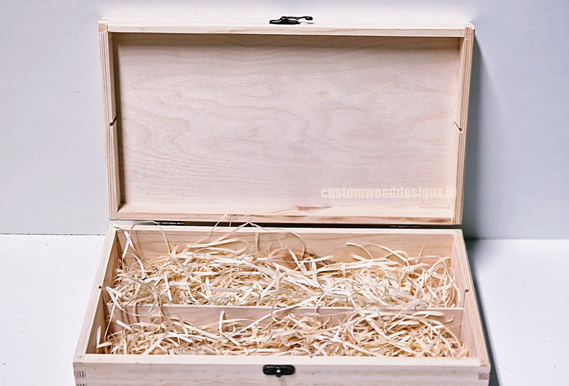 Load image into Gallery viewer, Hinged Lid 2 Bottle Box - Natural x25 Custom Wood Designs __label: Multibuy Bottle Box Bottle Boxes gift box Gift Boxes Single bottle box wooden Box default-title-hinged-lid-2-bottle-box-natural-x25-53613543817559
