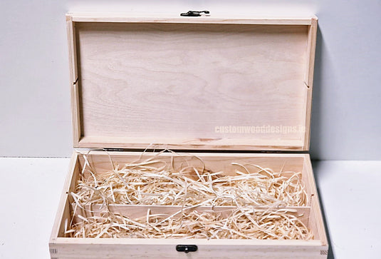 Hinged Lid 2 Bottle Box - Natural x25 Custom Wood Designs __label: Multibuy Bottle Box Bottle Boxes gift box Gift Boxes Single bottle box wooden Box default-title-hinged-lid-2-bottle-box-natural-x25-53613543817559
