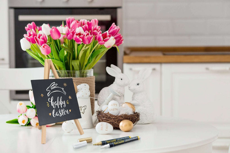 Load image into Gallery viewer, Mini Easel Table Chalkboard - Beech Finish - Pack of 6 Custom Wood Designs __label: Multibuy default-title-mini-easel-table-chalkboard-beech-finish-pack-of-6-53612402540887
