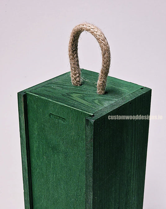 Sliding Lid Bottle Box - Single Green x25 Custom Wood Designs __label: Multibuy Bottle Box Bottle Boxes gift box Gift Boxes Single bottle box wooden Box default-title-sliding-lid-bottle-box-single-green-x25-53613492339031