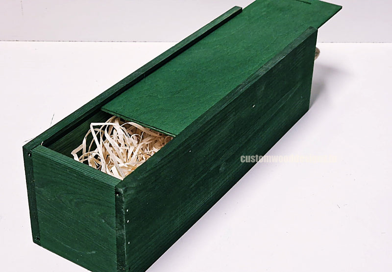 Load image into Gallery viewer, Sliding Lid Bottle Box - Single Green x25 Custom Wood Designs __label: Multibuy Bottle Box Bottle Boxes gift box Gift Boxes Single bottle box wooden Box default-title-sliding-lid-bottle-box-single-green-x25-53613493518679
