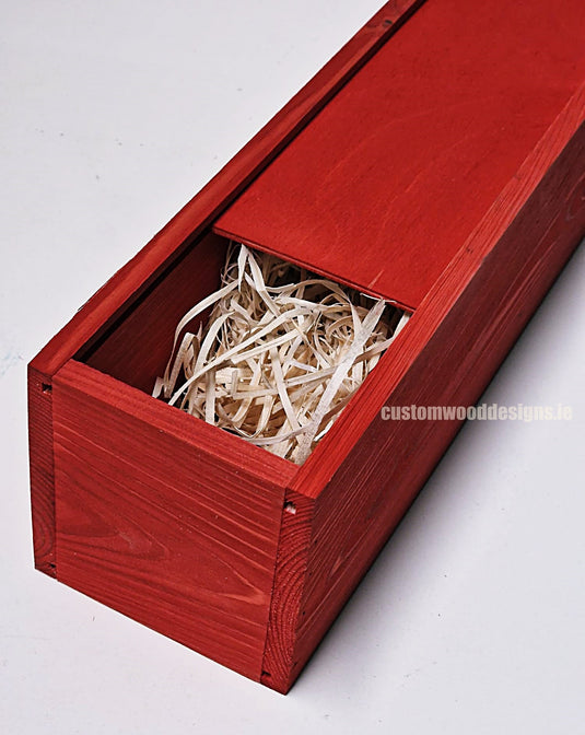 Sliding Lid Bottle Box - Single Red x25 Custom Wood Designs __label: Multibuy Bottle Box Bottle Boxes gift box Gift Boxes Single bottle box wooden Box default-title-sliding-lid-bottle-box-single-red-x25-52616568013143