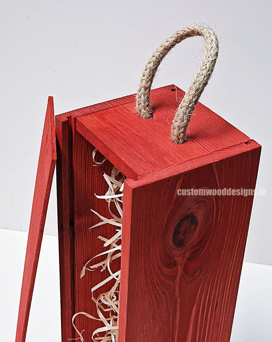 Sliding Lid Bottle Box - Single Red x25 Custom Wood Designs __label: Multibuy Bottle Box Bottle Boxes gift box Gift Boxes Single bottle box wooden Box default-title-sliding-lid-bottle-box-single-red-x25-53613496828247