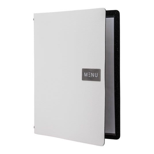 White A4 leather menu pack of 10 Custom Wood Designs __label: Multibuy default-title-white-a4-leather-menu-pack-of-10-53613246677335
