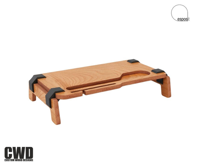 Lifty Oak Monitor Stand - Custom Wood Designs
