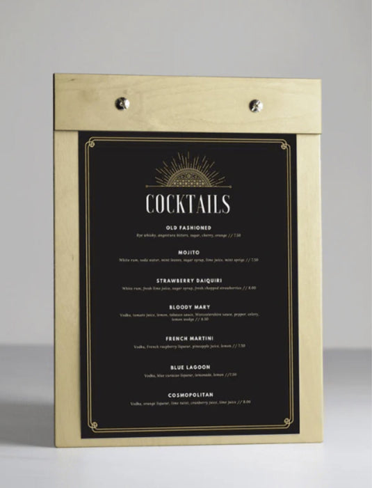 20 x Clipboard Menu15x21cm Custom Wood Designs __label: Multibuy naturalcustomwooddesignshospitalityclipboardmenu_f3ec4f7a-12f5-4b3f-9d0e-c12dc847935c