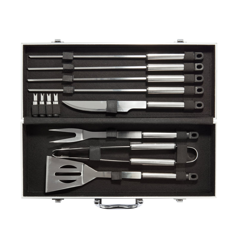 Load image into Gallery viewer, 12 pcs barbecue set in aluminium box - Custom Wood Designs
