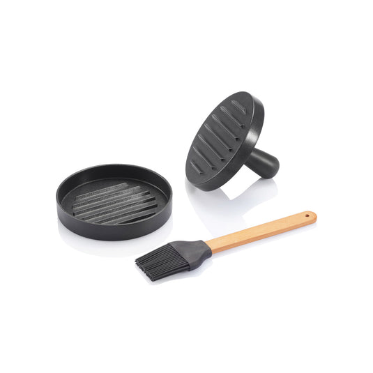 BBQ set with hamburger press and brush - Custom Wood Designs