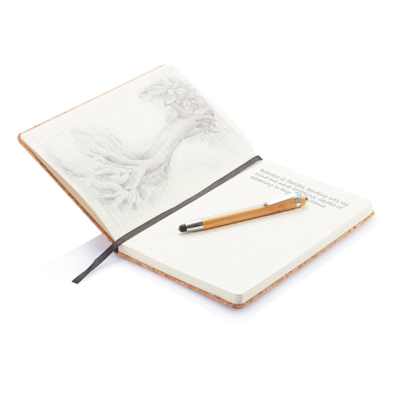 Load image into Gallery viewer, A5 notebook with bamboo pen including stylus - Custom Wood Designs
