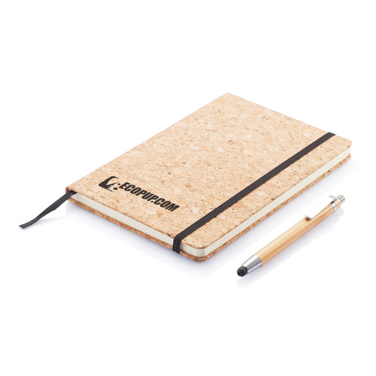 A5 notebook with bamboo pen including stylus - Custom Wood Designs