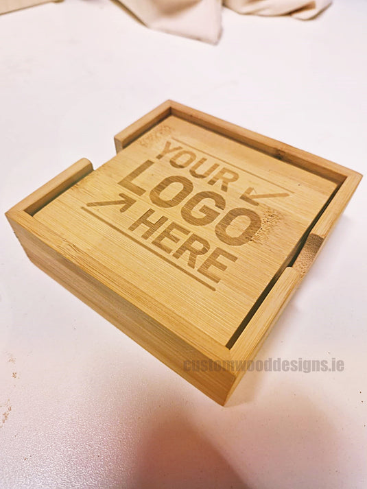 Coaster with holder pack of 25 Custom Wood Designs __label: Multibuy unbranded-coaster-with-holder-pack-of-25-53612874727767