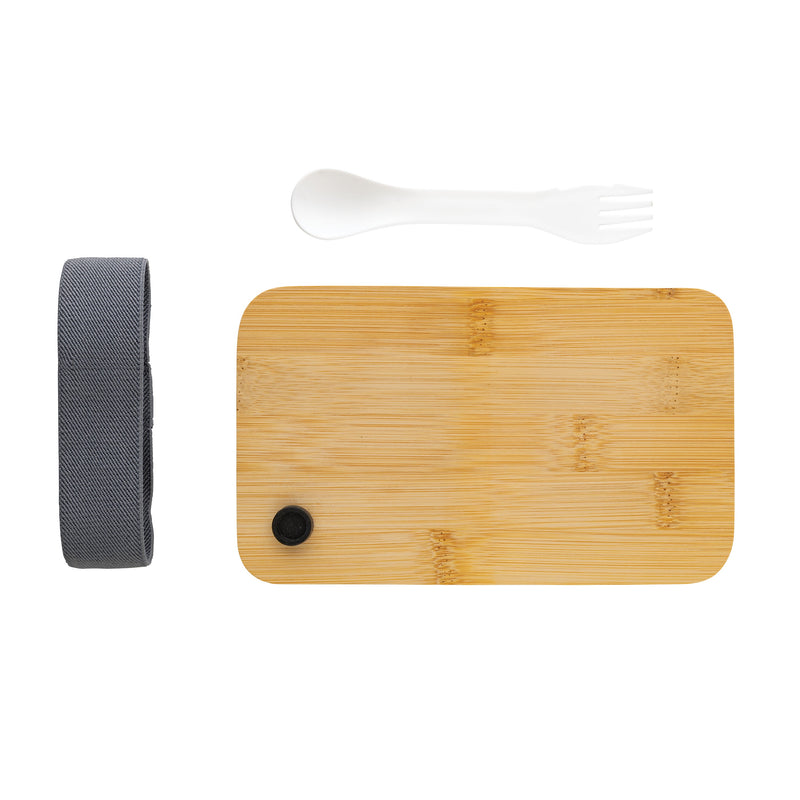 Load image into Gallery viewer, Lunchbox with wooden bamboo lid pack of 25 Custom Wood Designs white-lunchbox-with-wooden-bamboo-lid-pack-of-25-51892644806999
