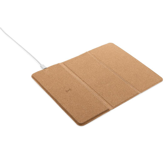 10W Wireless charging mousepad and stand cork pack of 25 Custom Wood Designs __label: Multibuy wirelesscorkchargerlogocustomwooddesigns