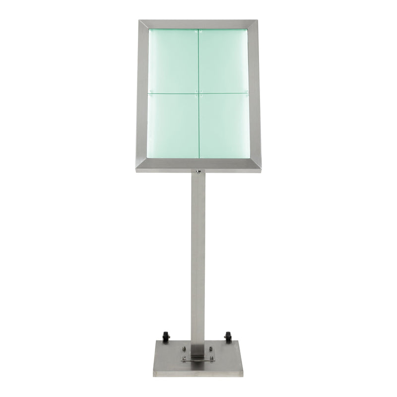 Load image into Gallery viewer, Information Display - Stainless Steel. 4 A4 69x52x6cm With 127cm stand Custom Wood Designs with-127cm-stand-information-display-stainless-steel-4-a4-69x52x6cm-53612514181463
